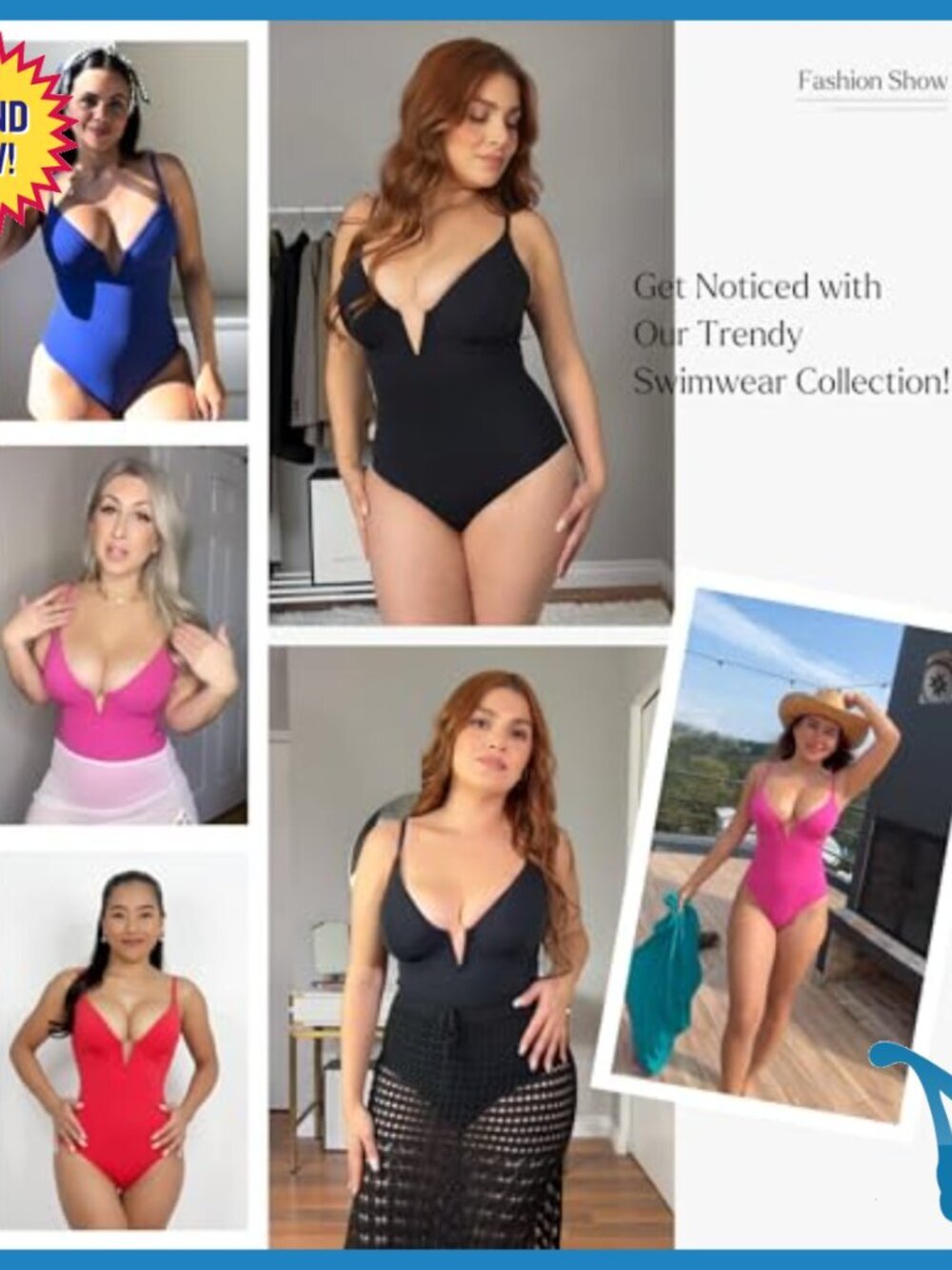 Tummy Control One Piece Swimsuit with Underwire Deep V Neck Shapewear - Picture 2 of 7